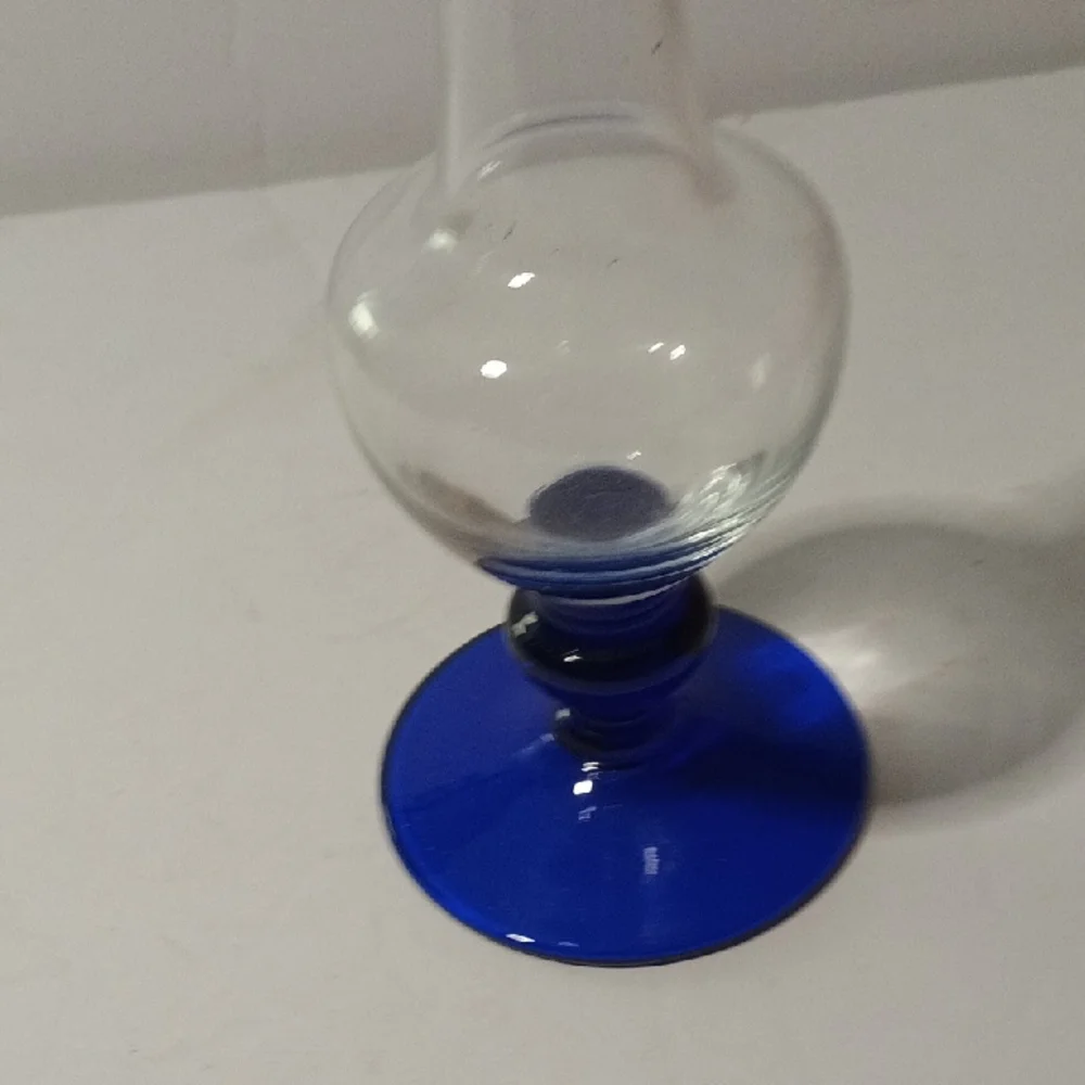 Princess House Clear and Blue Glass Vase